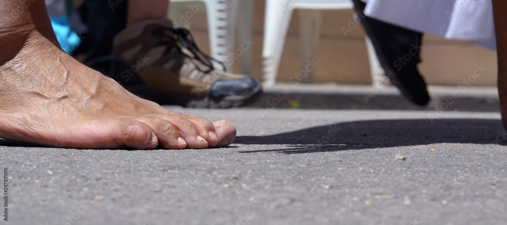 Foot asphalt barefoot Foot asphalt barefoot