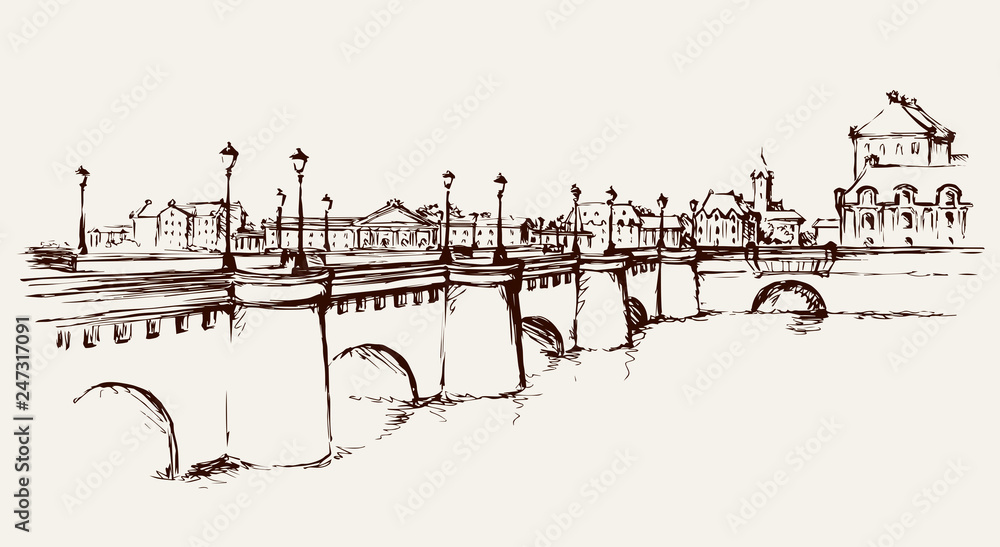 Bridge. Vector drawing