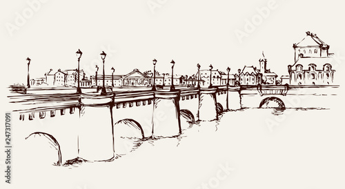 Bridge. Vector drawing