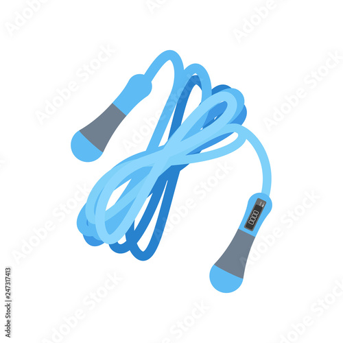 Jump rope with counter fitness equipment vector illustration