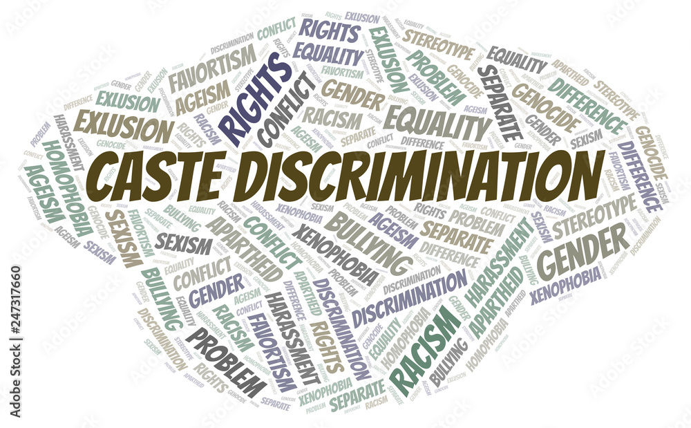 Caste Discrimination - type of discrimination - word cloud.