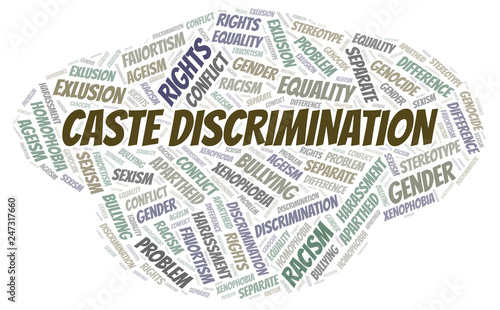 Caste Discrimination - type of discrimination - word cloud.