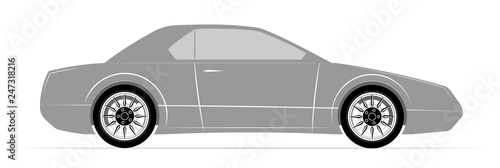 Simple outline of a modern sports car. Auto business logo or emblem.