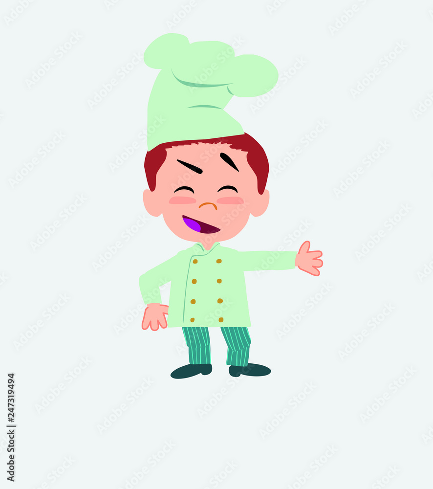 Chef showing something in an optimistic and positive attitude. Chef showing something in an optimistic and positive attitude.