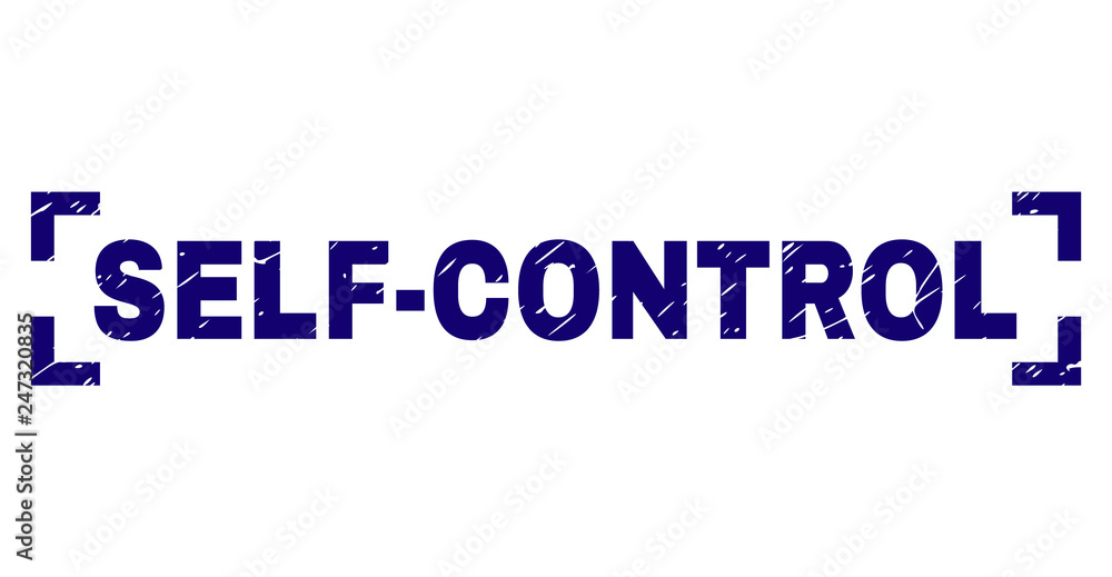 SELF-CONTROL text seal print with grunge texture. Text title is placed between corners. Blue vector rubber print of SELF-CONTROL with corroded texture. SELF-CONTROL text seal print with grunge texture. Text title is placed between corners. Blue vector rubber print of SELF-CONTROL with corroded texture.