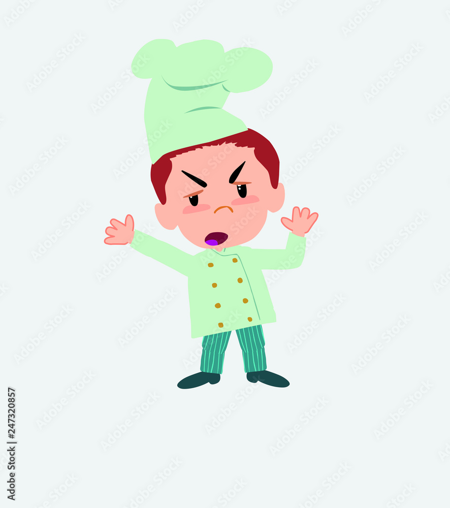 Chef argues something with a gesture of discontent. Chef argues something with a gesture of discontent.