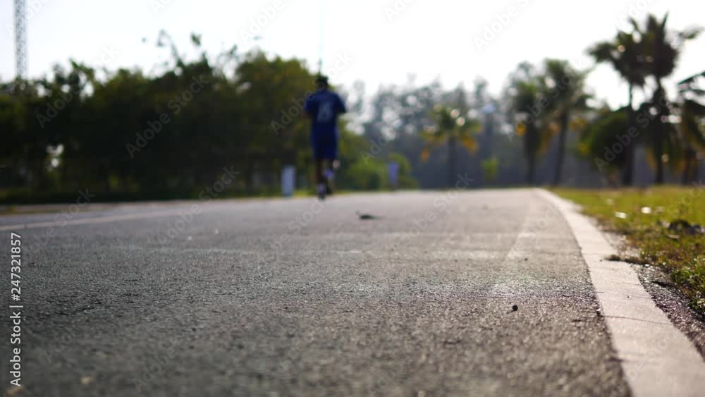 The people are running for their good health in the public park. The people are running for their good health in the public park.