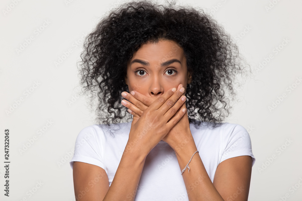 Scared Face Of Women On White Background Stock Photo, Picture and