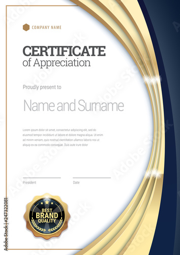 Certificate template. Diploma of modern design or gift certificate.