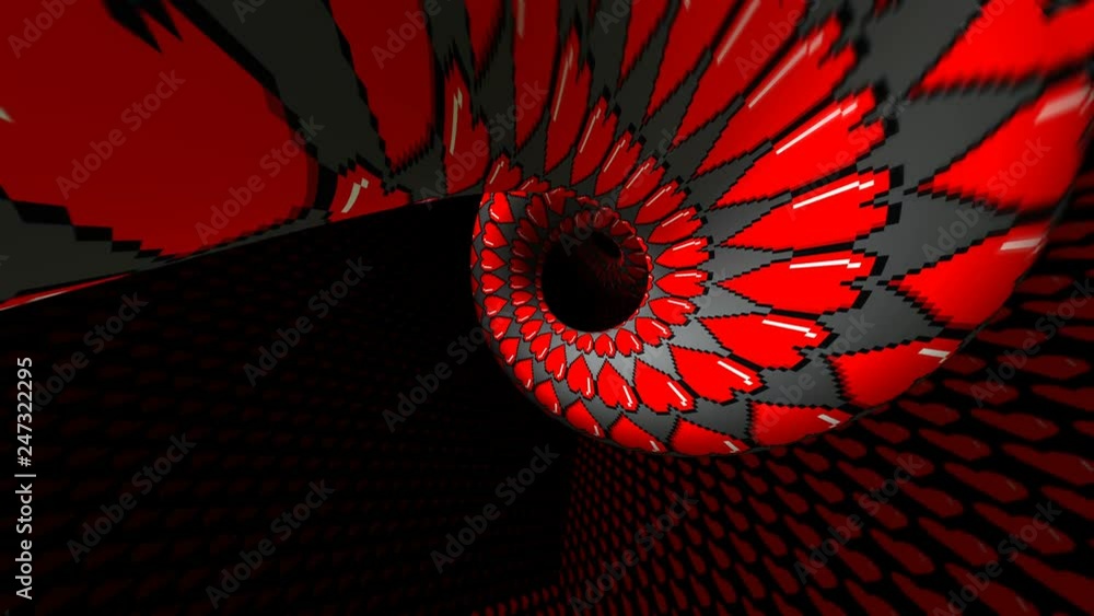 8 bits pixel heart tunnel animation. Retro arcade video game Valentine´s Day background.