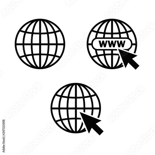 Internet icon. Internet symbol. Planet, planet earth, global. Wireless technology. Vector illustration