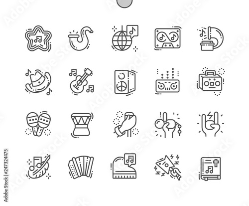 Musical genres Well-crafted Pixel Perfect Vector Thin Line Icons 30 2x Grid for Web Graphics and Apps. Simple Minimal Pictogram photo