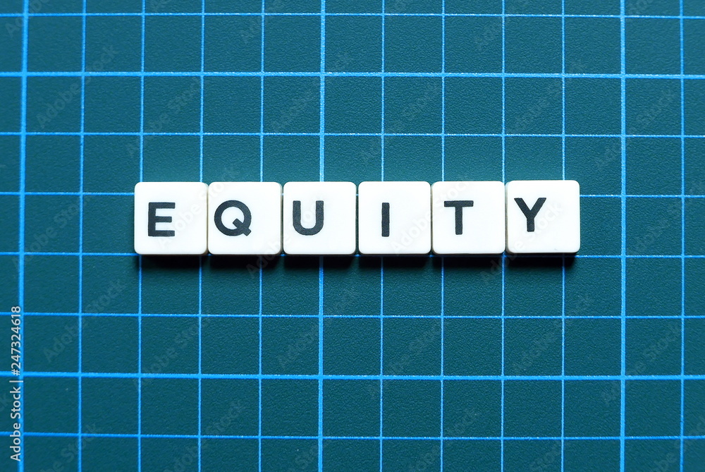 Business and finance concept.Equity letter on green background. Business and finance concept.Equity letter on green background.