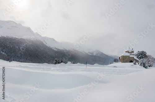 Silvaplana, Silvaplanersee, Corvatsch, Oberengadin, Alpen, Langlauf, Loipen, Winter, Wintersport, Graubünden, Schweiz © bill_17