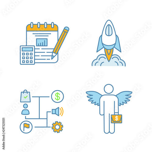 Startup color icons set