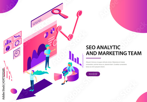Seo analytic and marketing team landing web page