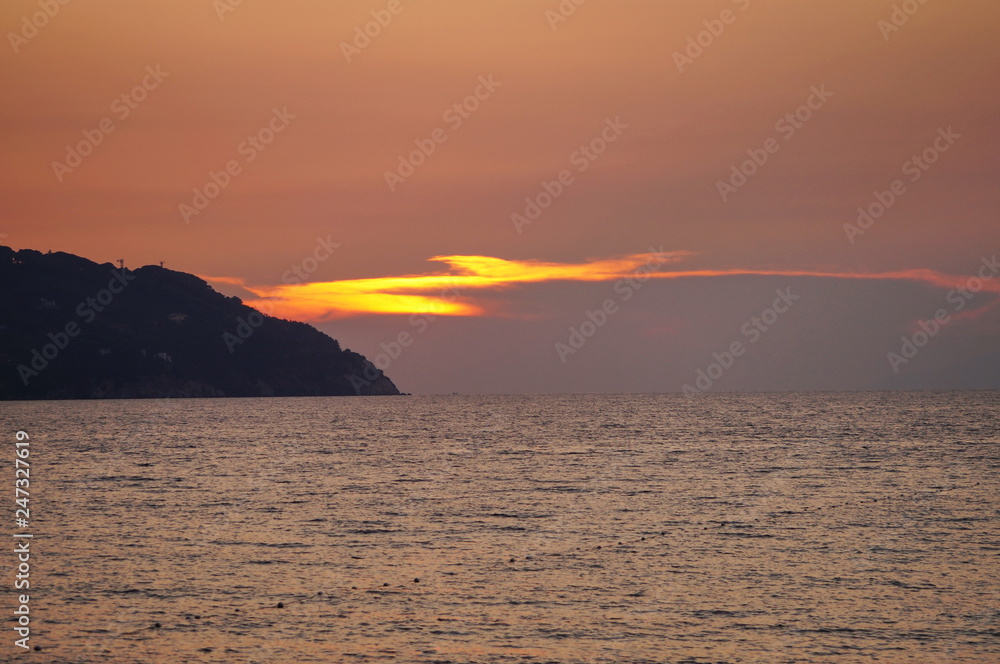 Sunset in the Bay of Procchio, Elba island, Tuscany, Italy