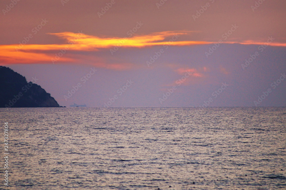Sunset in the Bay of Procchio, Elba island, Tuscany, Italy