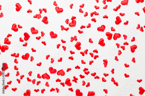 Fototapeta Naklejka Na Ścianę i Meble -  Valentines day background red hearts on wooden background.