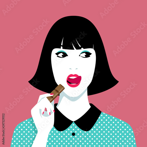 Woman eating chocolate