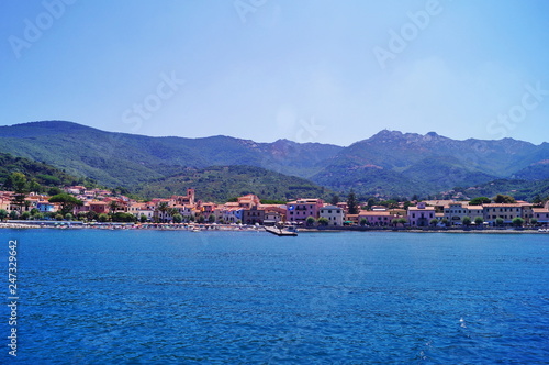 View of Marciana Marina from the sea, Elba Island, Tuscany, Italy photo