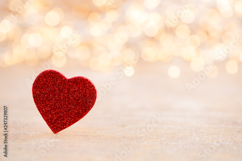 Red heart bokeh background  valentine day greeting card.