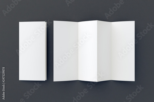 Blank folded paper leaflet. photo