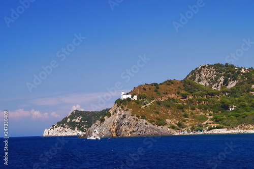 View of the northwest coastline from the sea, Elba Island, Tuscany, Italy