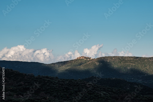 Morning sun on Sant Antonino village in Corsica