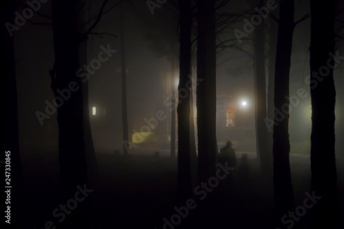 Eerie misty scene