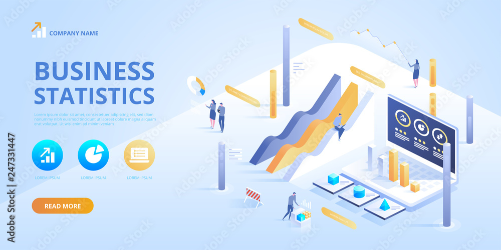 Statistics and business statement. Isometric infographics for banner or business hero images. Statistics and business statement. Isometric infographics for banner or business hero images.