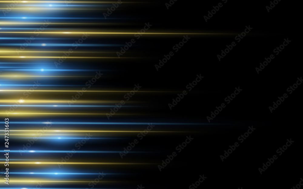 Glowing blue lights on a black background Vector Image