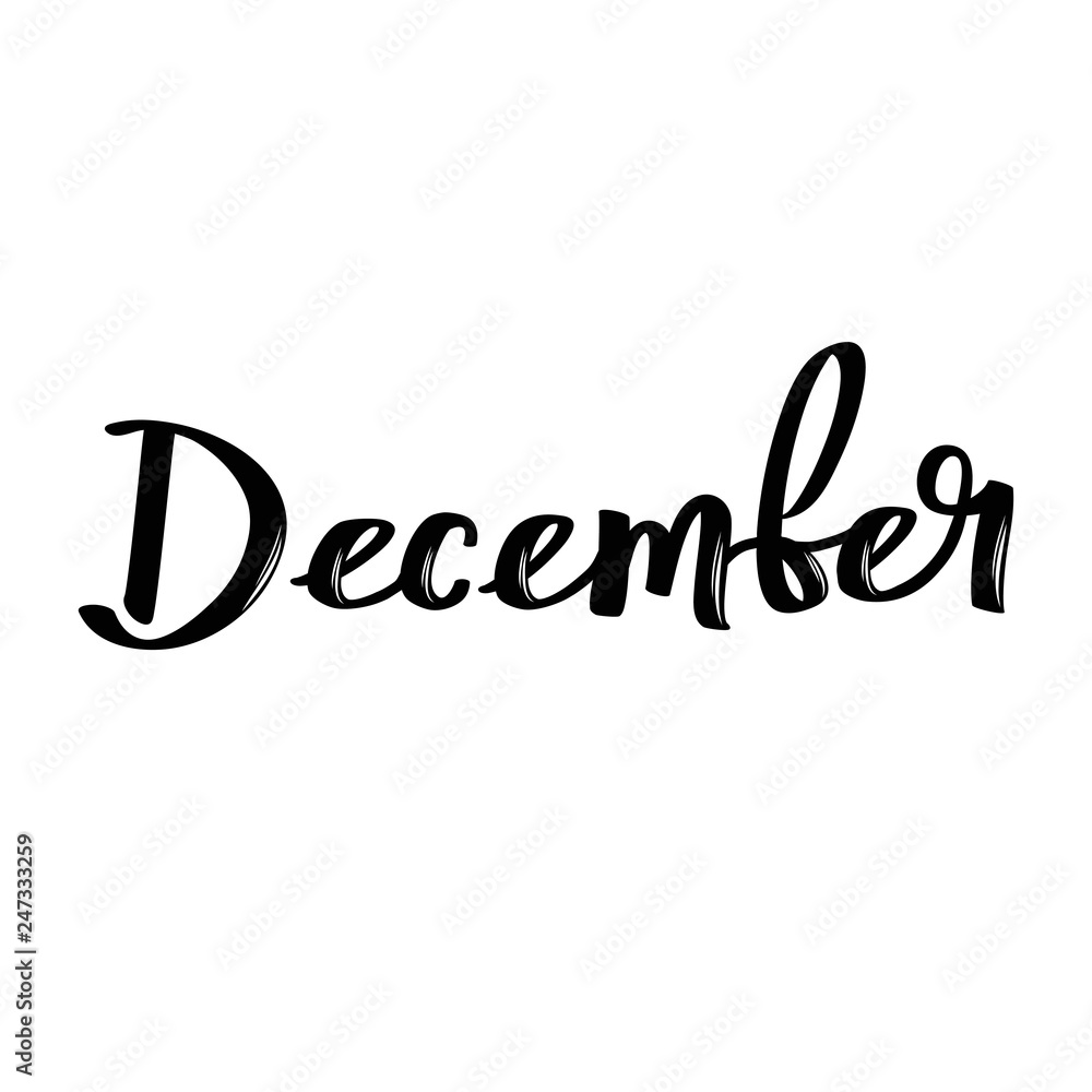 December month name. Handwritten calligraphic word. December month name. Handwritten calligraphic word.