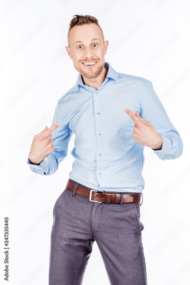 Man on a white studio background.. emotions and people concept. Man on a white studio background.. emotions and people concept.