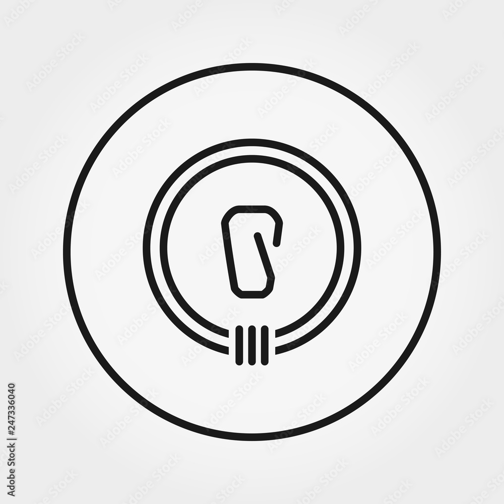 Rope and carbine. Icon. Vector. Thin line Rope and carbine. Icon. Vector. Thin line