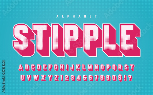 Colorful halftone styled vector uppercase letters, alphabet, typ