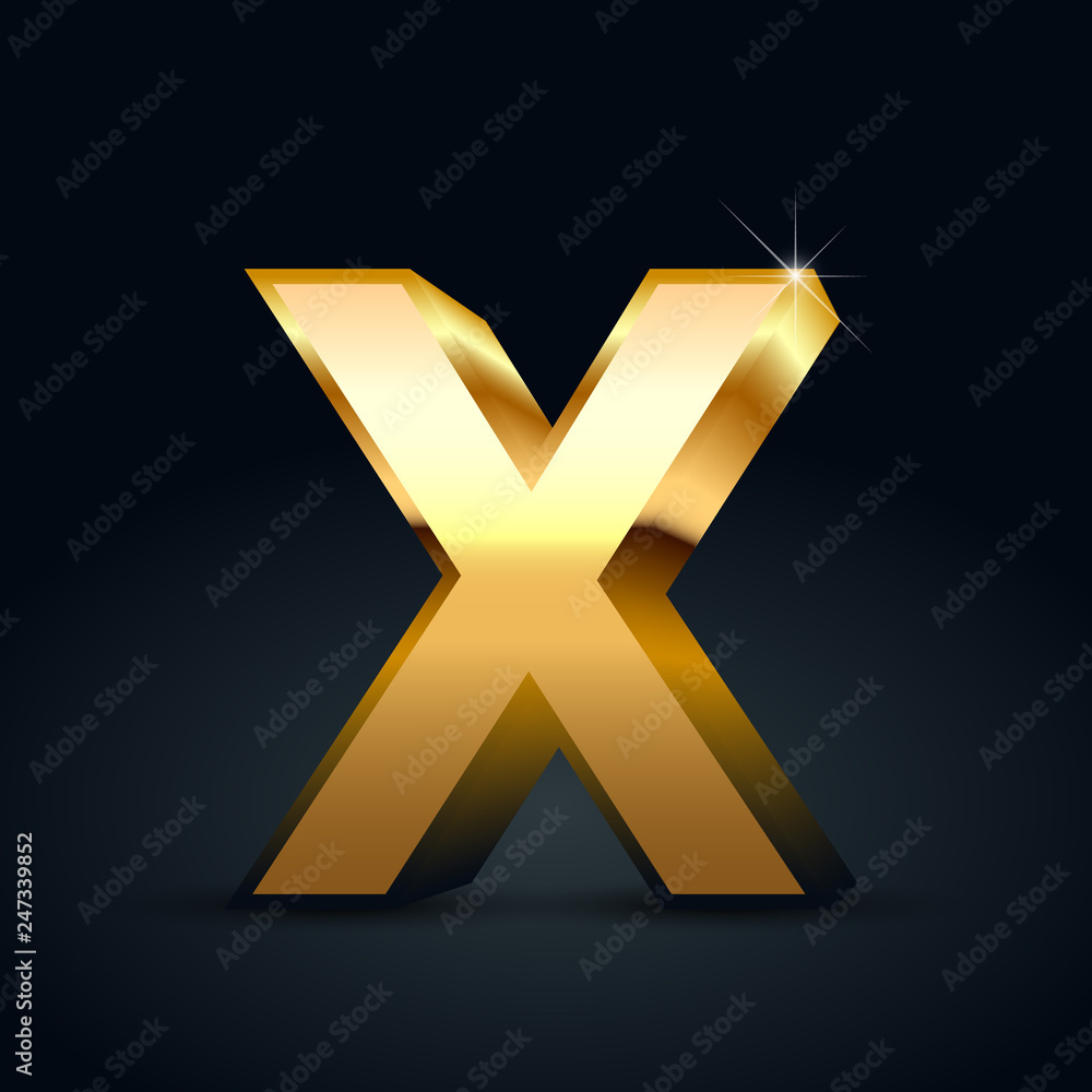 Vector gold letter X uppercase isolated on black background Vector gold letter X uppercase isolated on black background