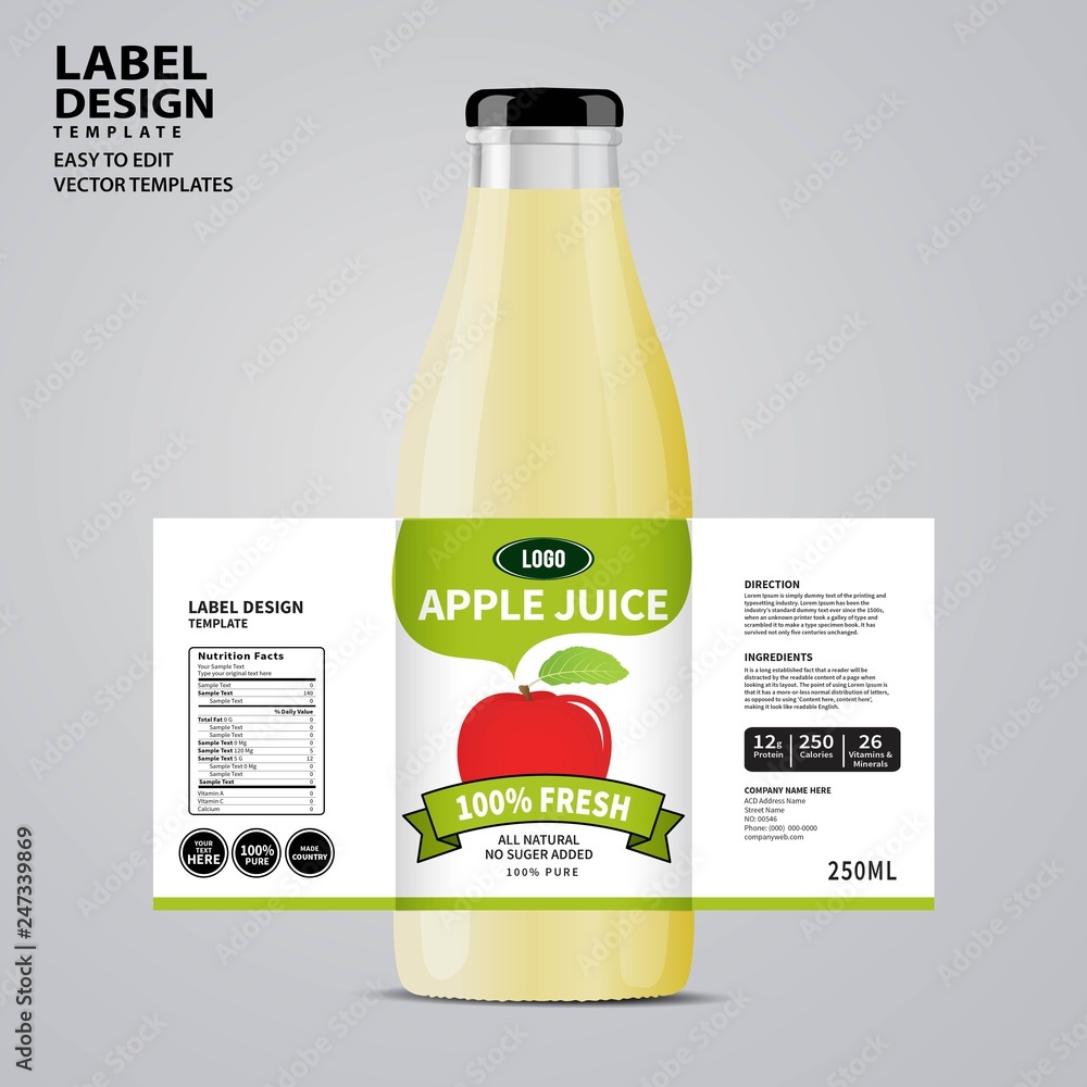 Bottle label, Package template design, Label design, mock up design label template