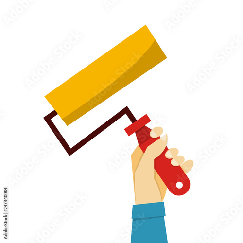 Hand holding paint roller