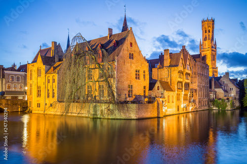 Bruges old town during evening. Bruges, Belgium