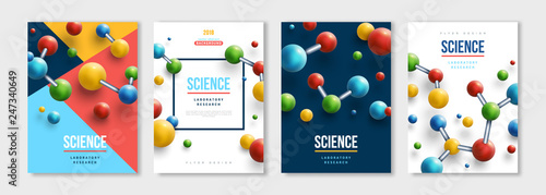Banners set with colorful molecules