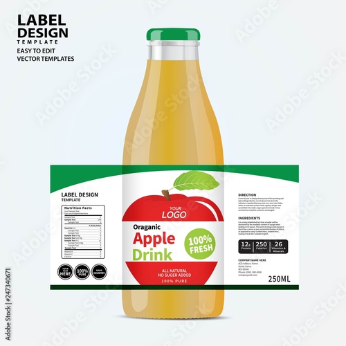 Bottle label, Package template design, Label design, mock up design label template