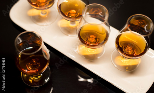High quality Caribbean rum in modern glass for tasting