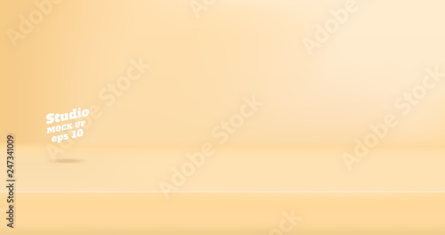 Vector Empty pastel beoge cream color studio table room background ,product display with copy space for display of content design.Banner for advertise product on website.