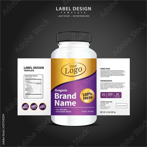 Bottle label, Package template design, Label design, mock up design label template