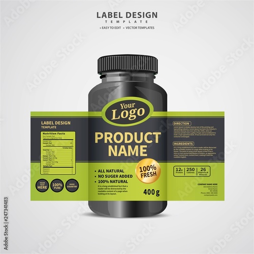 Bottle label, Package template design, Label design, mock up design label template