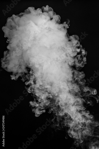 Cloud of vapor. dark black background