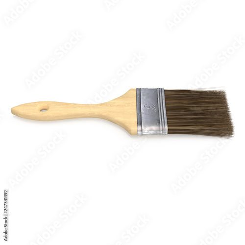 wooden paint brush on an isolated white background. 3d illustration