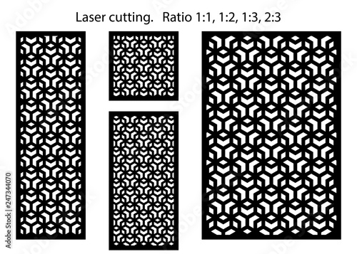 Set of decorative vector panels for laser cutting. Template for interior partition in arabesque style. Ratio 1:1, 1:2, 1:3, 2:3 - Vector 