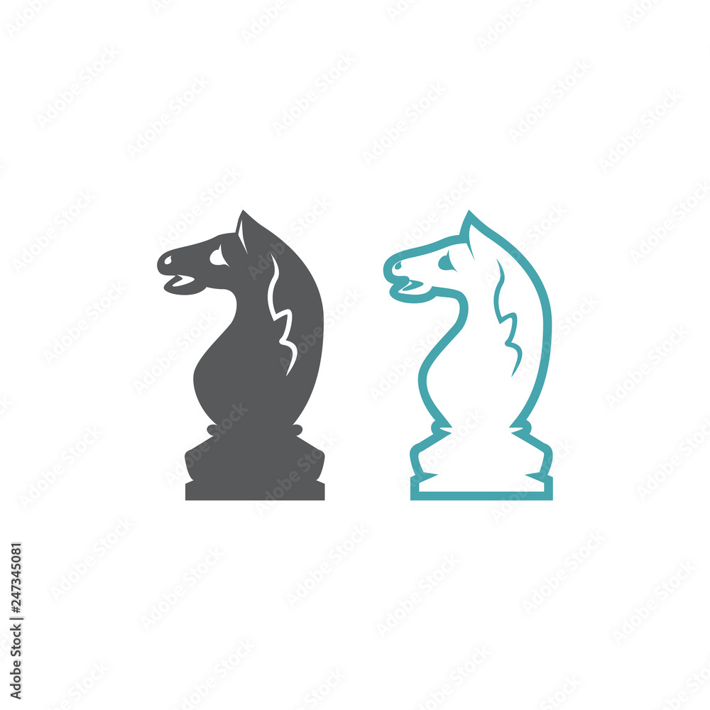 Chess figure of the horse. Set of two vector icons. Flat design Chess figure of the horse. Set of two vector icons. Flat design